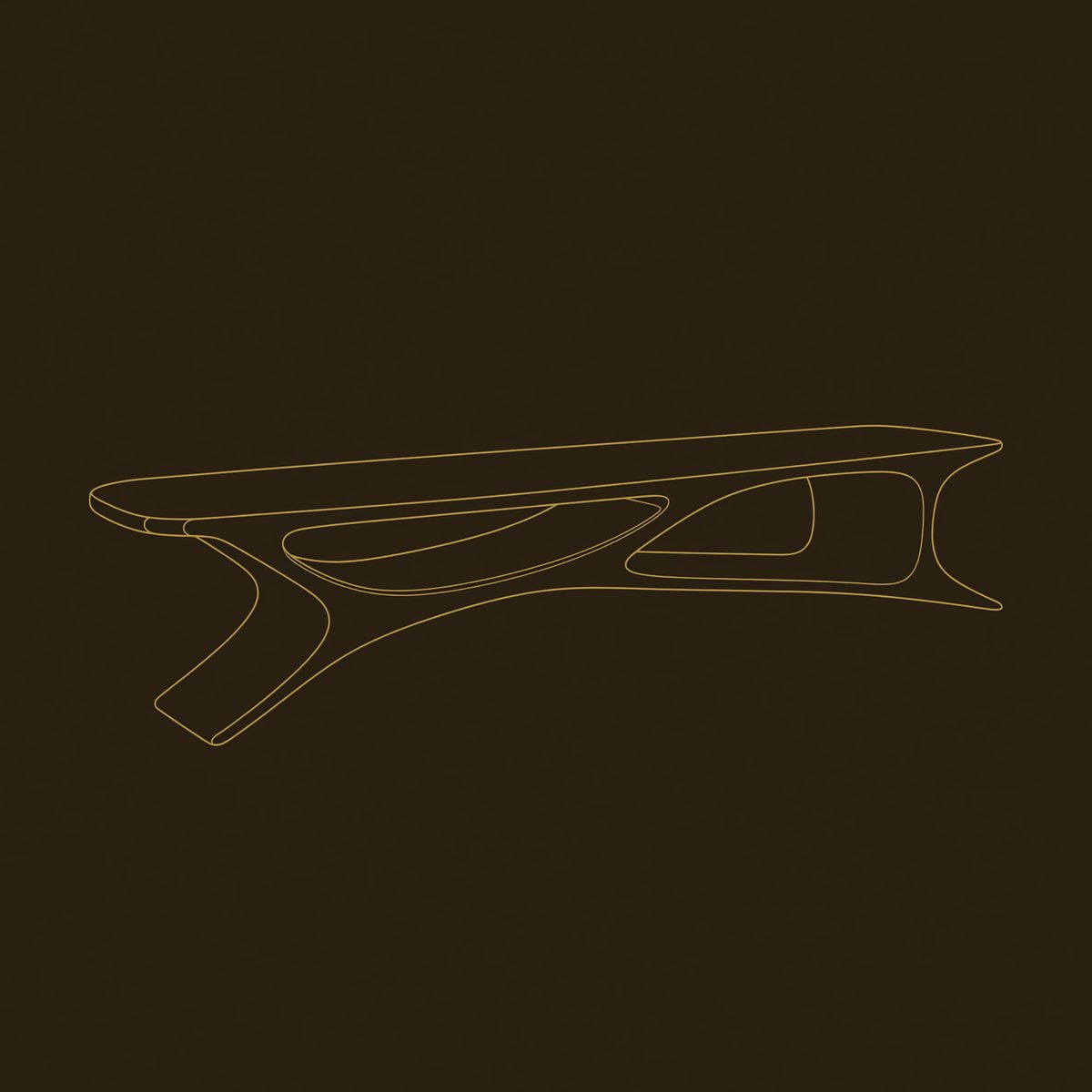 Cantilever Walnut TV Console on Sculpted Flared Legs dimension diagram