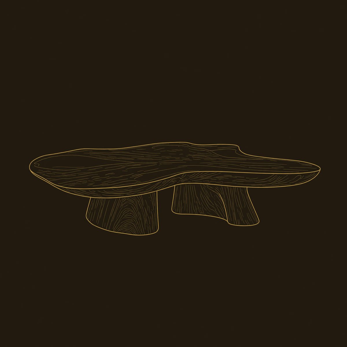 Cloudform Coffee Table, Hand-Shaped from Solid Wood dimension diagram