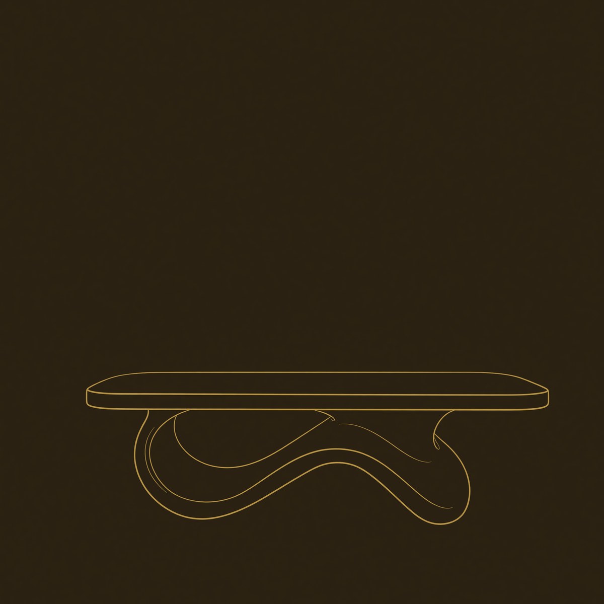Contemporary Sculptural Base Coffee Table For Living Spaces dimension diagram