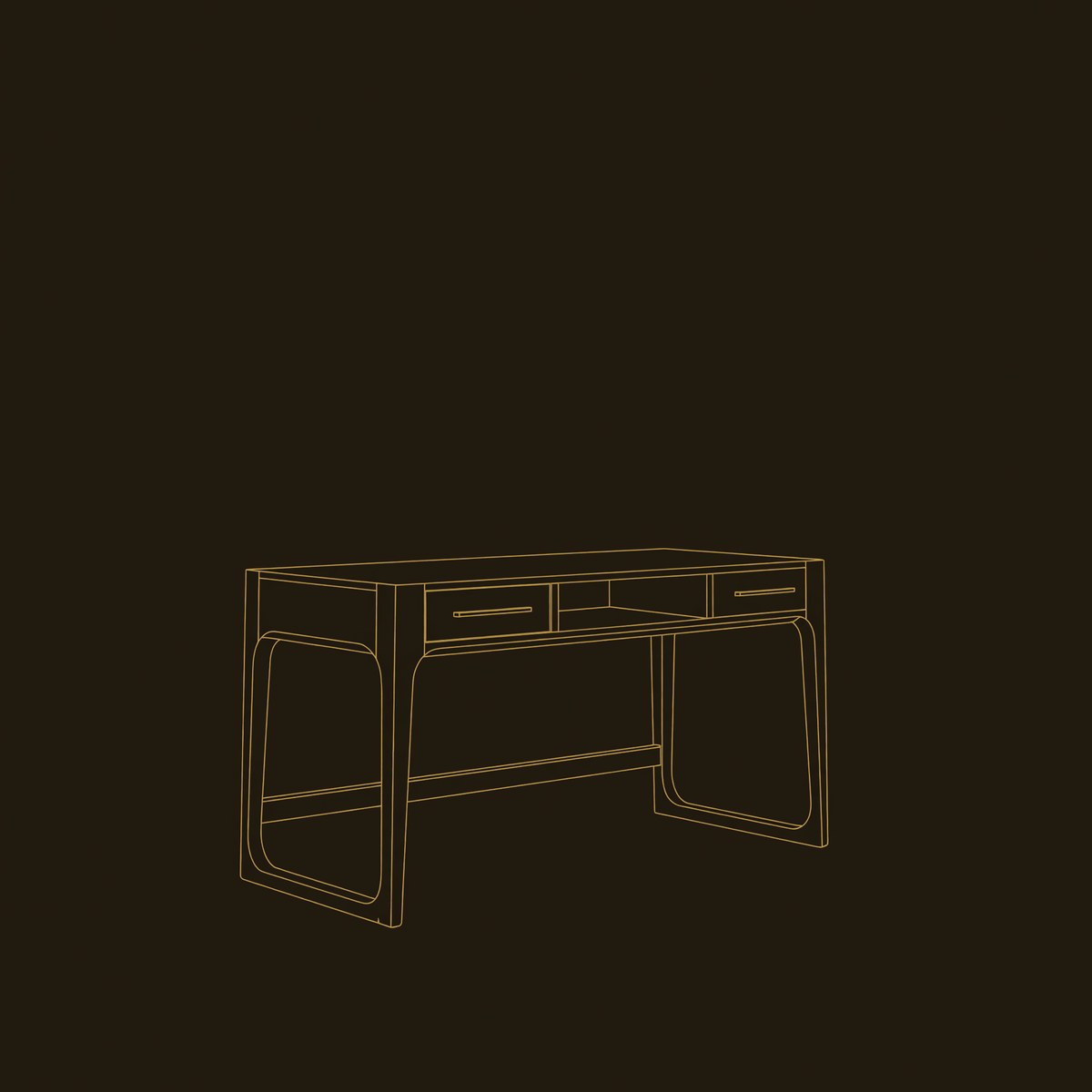 Solid Wood Writing Desk With Slim Drawers Contemporary dimension diagram