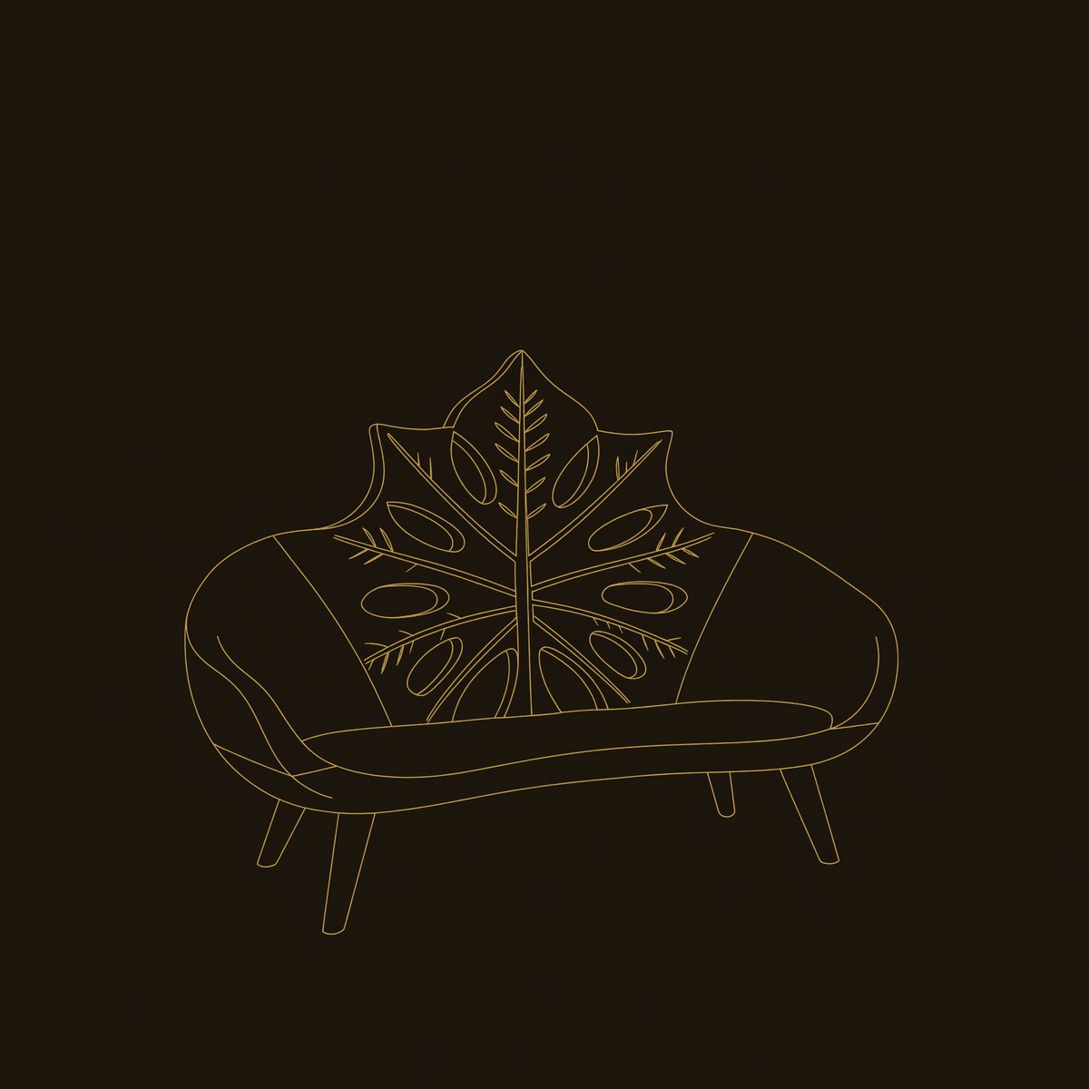 Contemporary Sunburst Leaf Back Bench For Lounge Interior Space dimension diagram