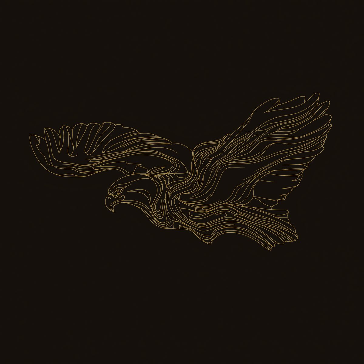 Diving Eagle Wall Sculpture in Pale Honey Hardwood dimension diagram