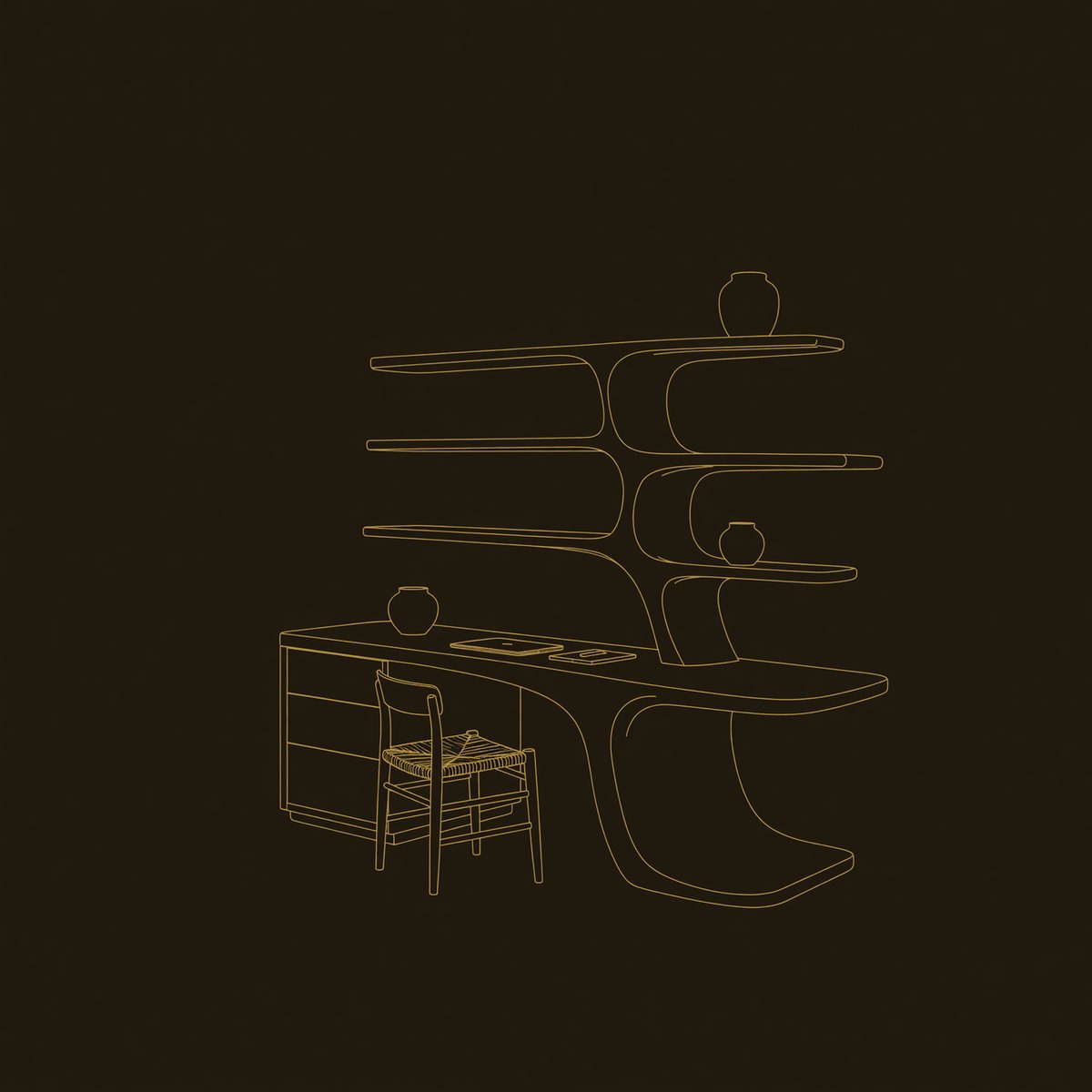 Driftform Desk, Hand-Shaped from Solid Walnut Planks dimension diagram