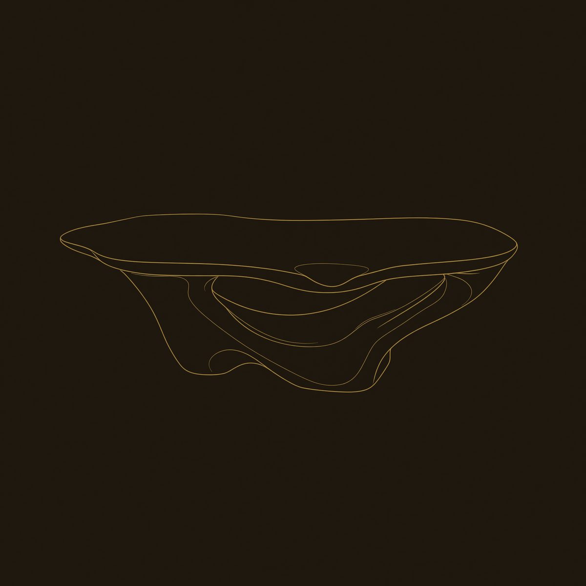 Dunecrest Coffee Table with a Carved Wave Base dimension diagram