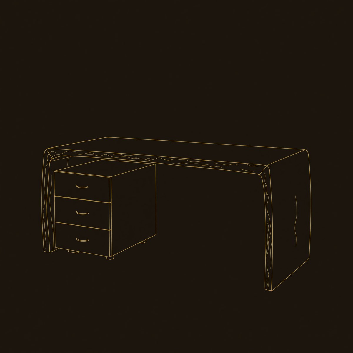 Executive Desk With Drawer Pedestal Solid Wood Luxury dimension diagram