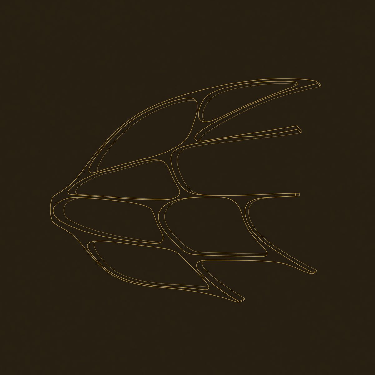 Fanwing Bookshelf, Carved from Solid Walnut Blocks dimension diagram