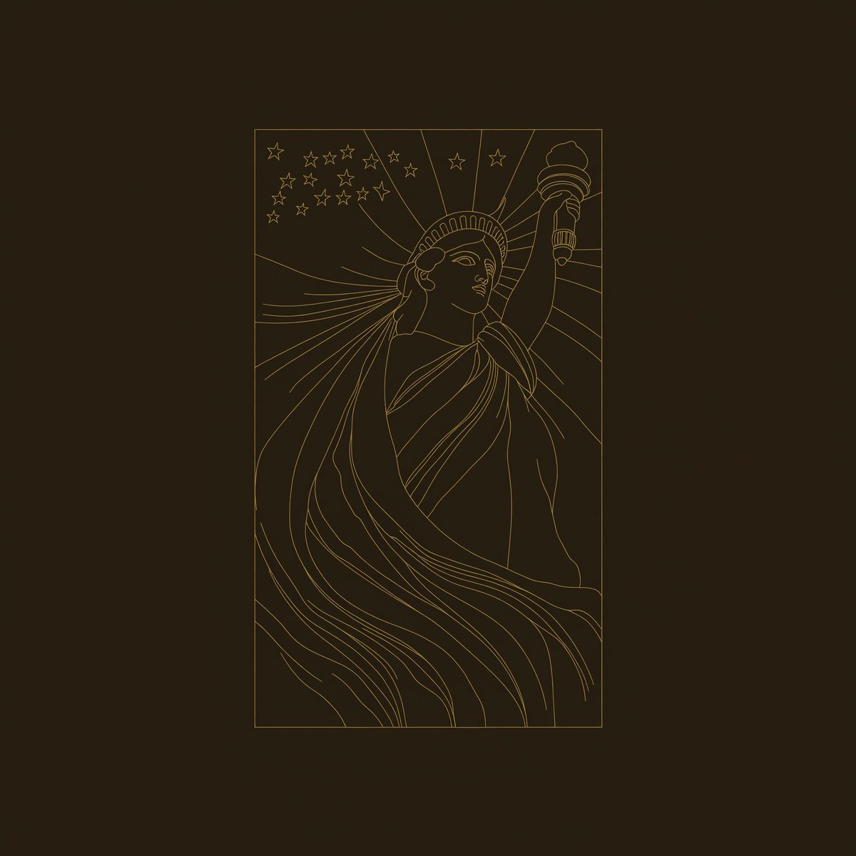 Hand-Carved Statue of Liberty Relief in Solid Walnut dimension diagram