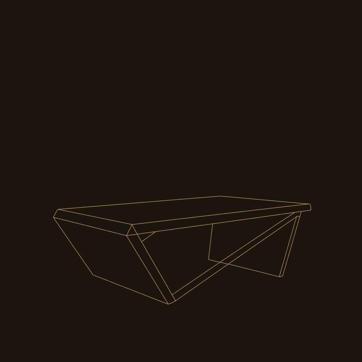 Hand-Cut Faceted Coffee Table with Folded Wood Base dimension diagram