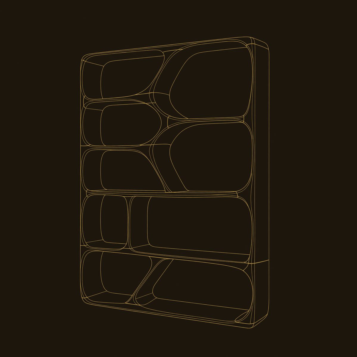 Hand-Shaped Bookcase with Branching Web Dividers dimension diagram