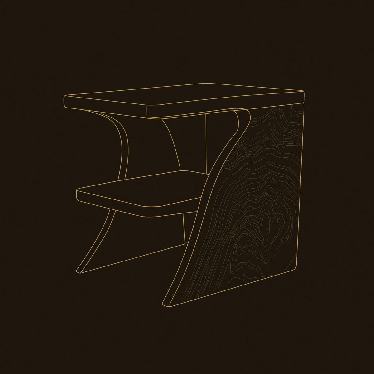 Handmade Wooden Side Table For Home Interior dimension diagram