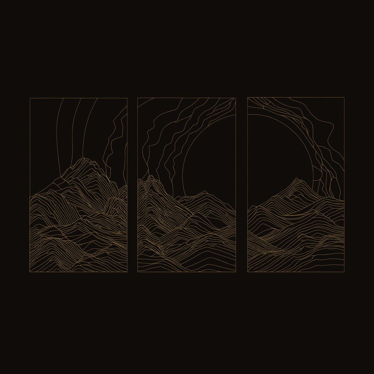 Layered Peaks and Rising Sun Wall Art, Set of Three dimension diagram