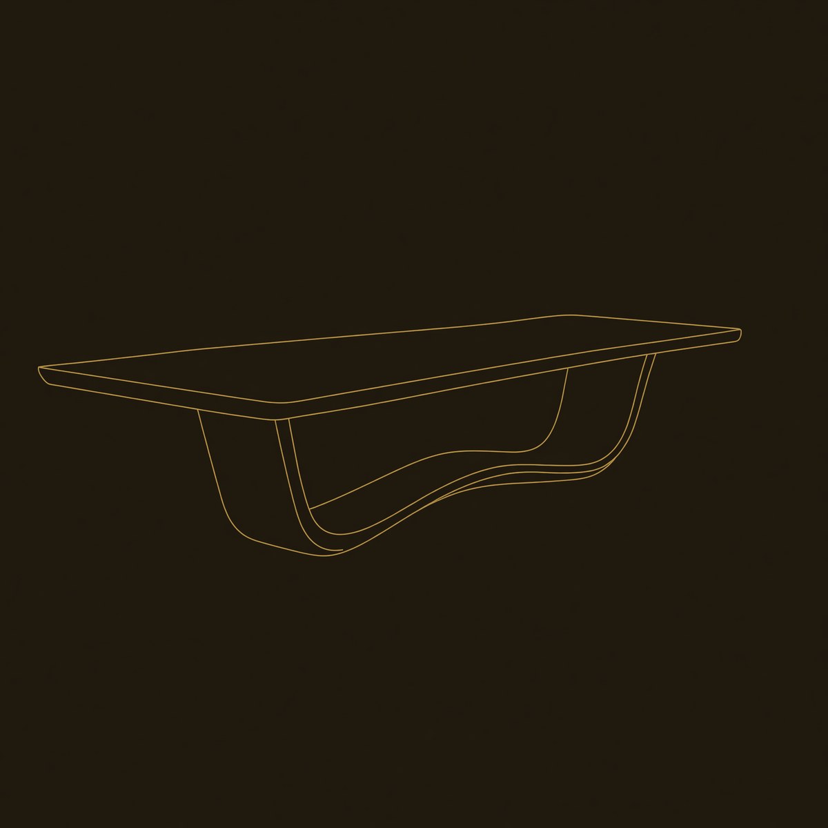Modern Flowing Wave Base Wooden Dining Table For Dining Space dimension diagram