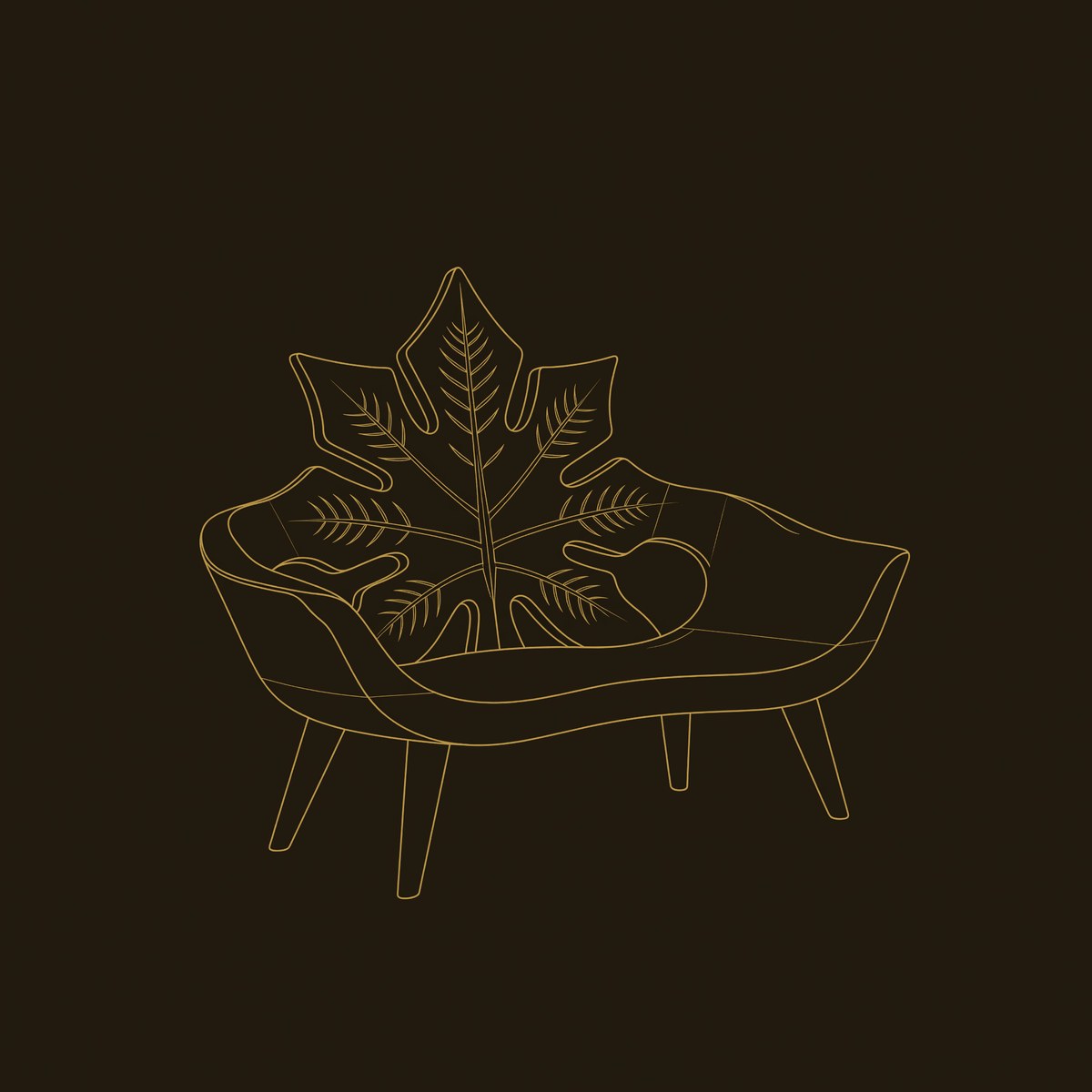 Modern Maple Leaf Carved Bench For Patio Interior Area dimension diagram