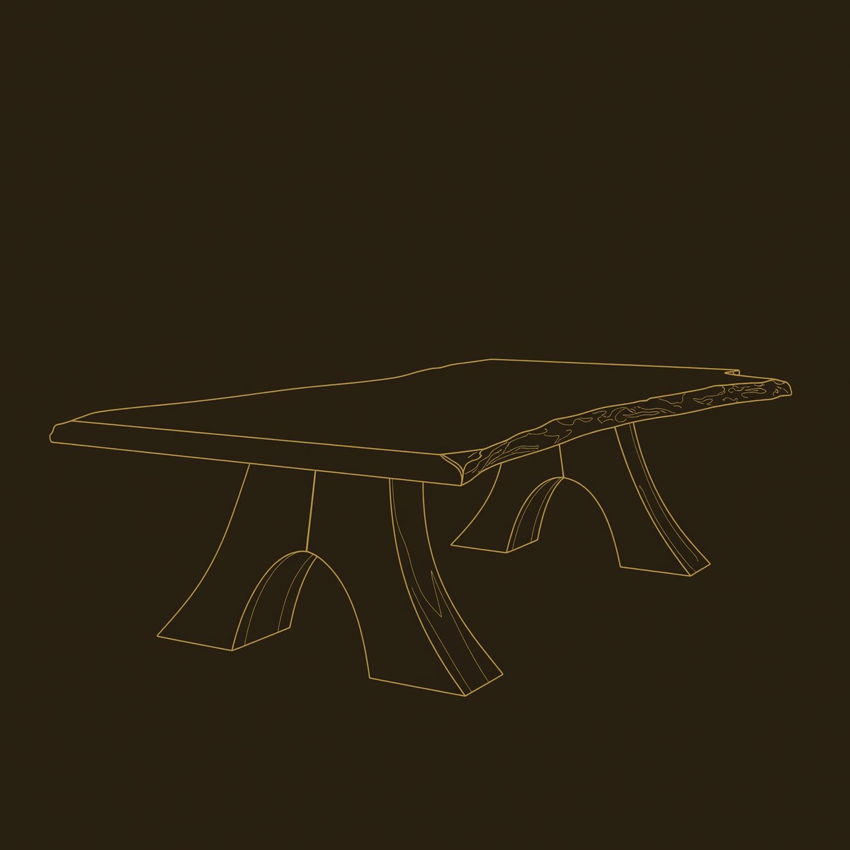 Modern Organic Edge Dining Table For Open Living Space dimension diagram