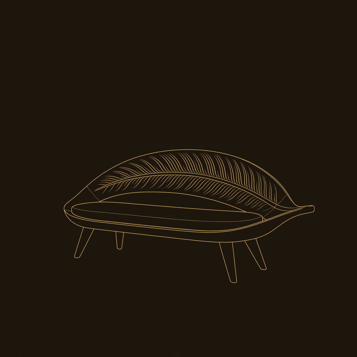Modern Woven Leaf Shape Bench For Garden Interior Space dimension diagram