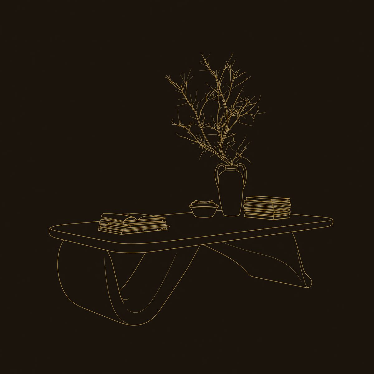 Pale Oak Coffee Table on a Single S Wave Base dimension diagram
