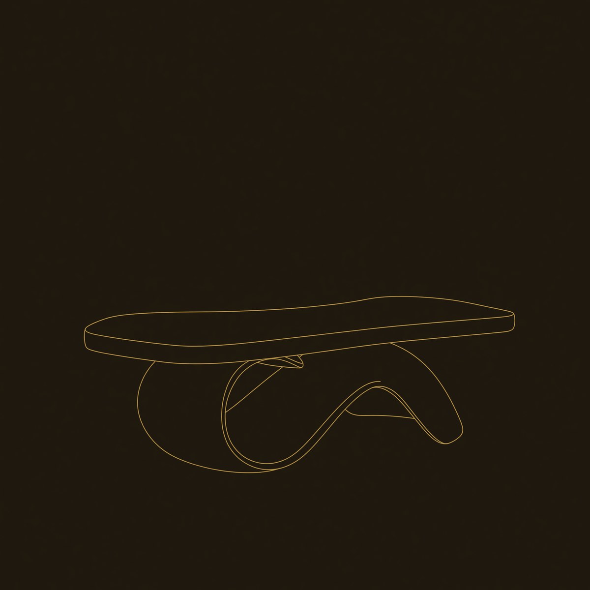 Organic Wooden Coffee Table With Sculptural Base dimension diagram