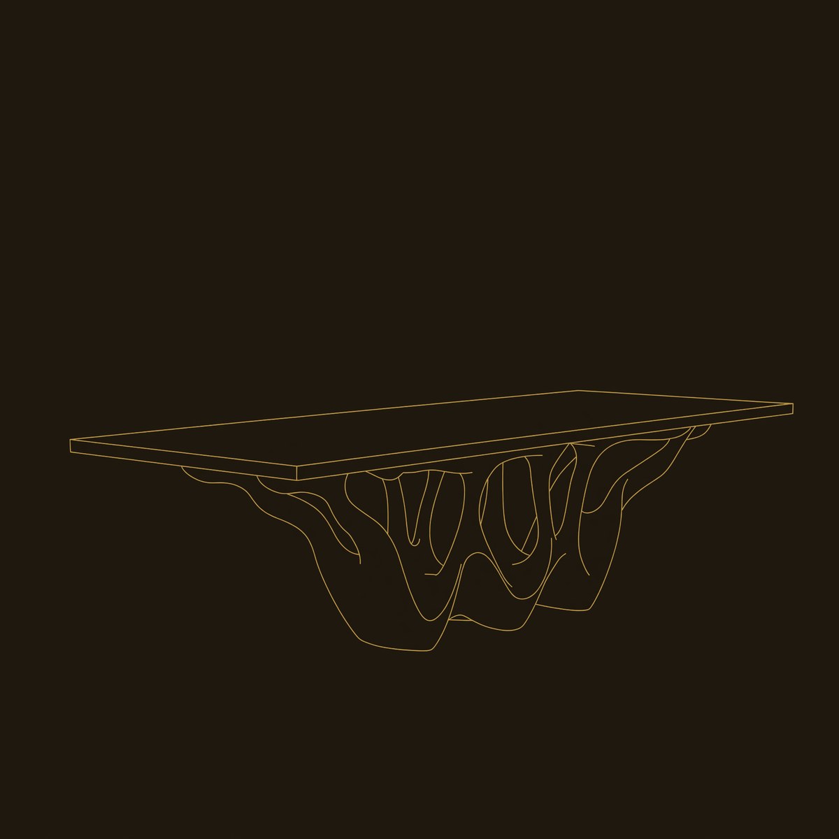 Organic Wooden Dining Table With Sculptural Root Base For Dining Room dimension diagram