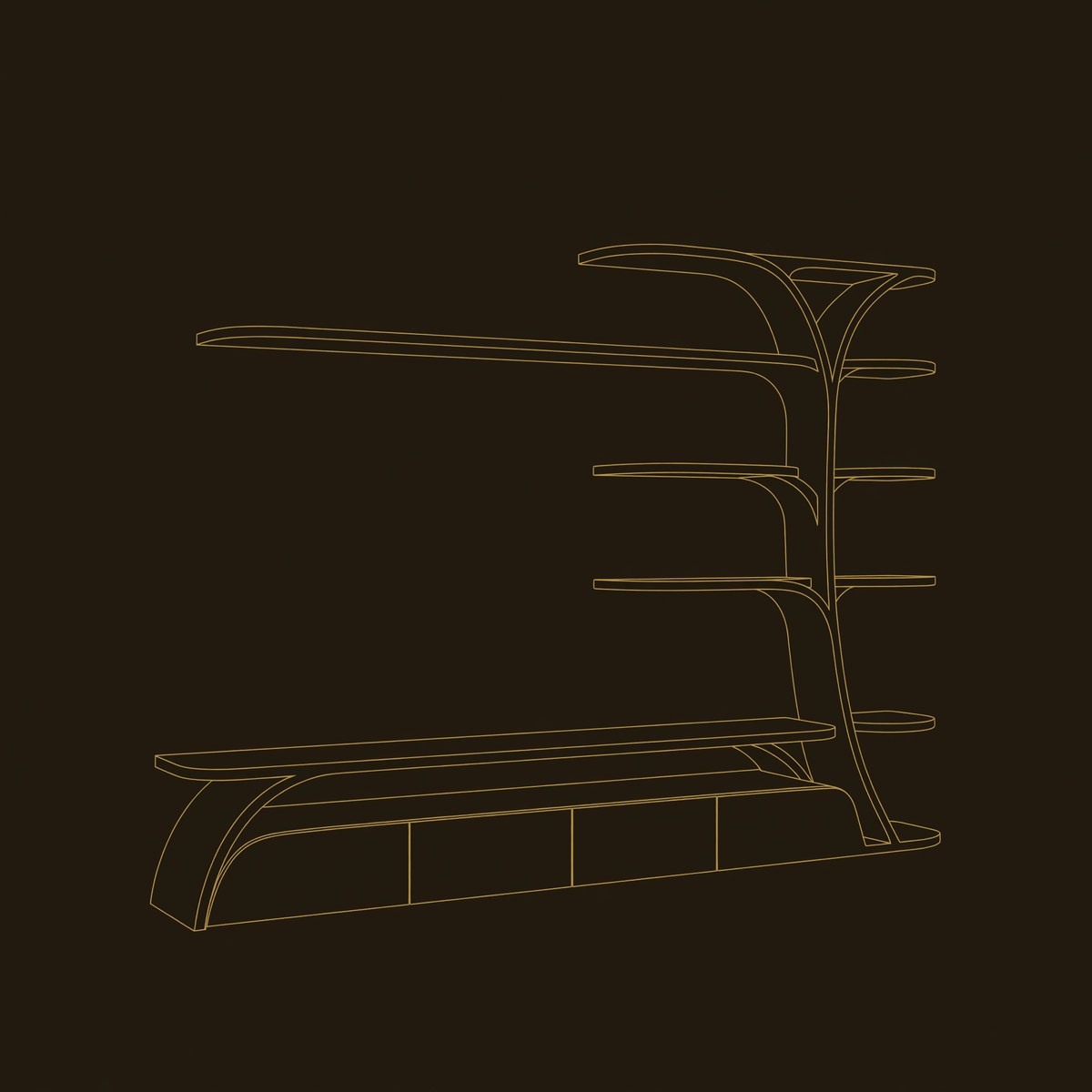 Organic Display Shelving Entertainment Console dimension diagram