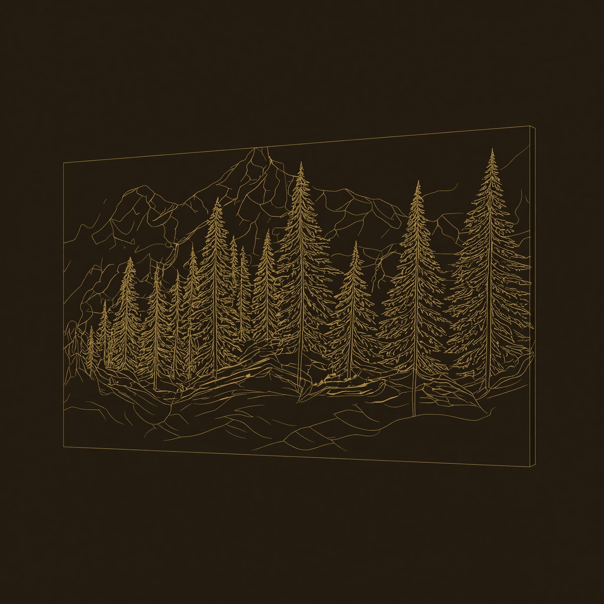 Rustic Forest Mountain Carved Wood Wall Art dimension diagram