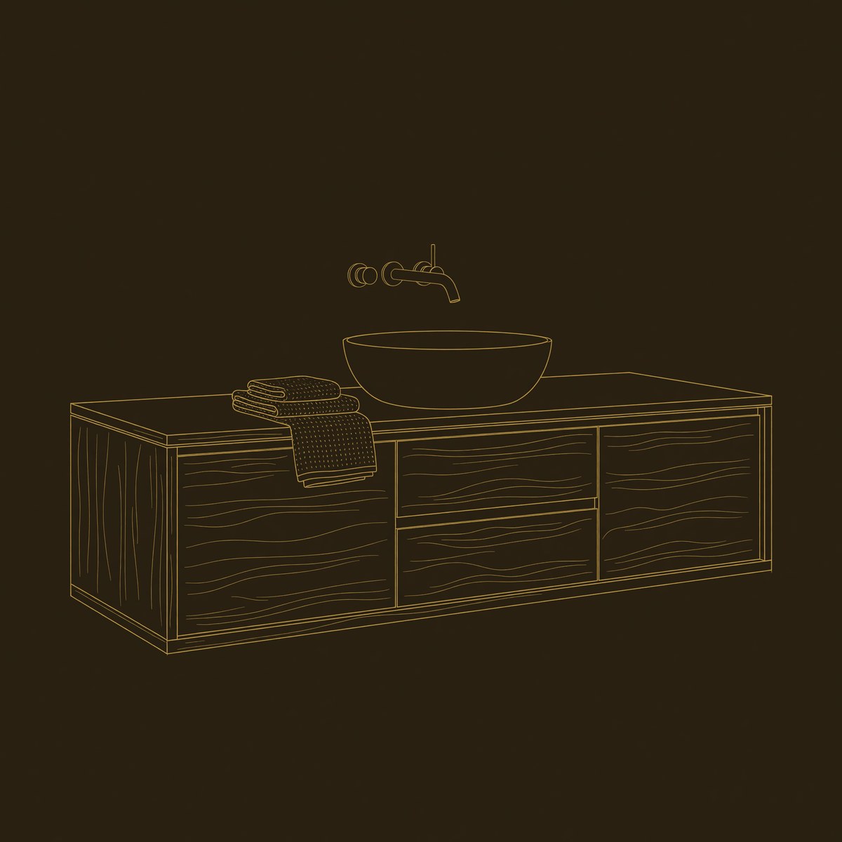 Solid Wood Bathroom Vanity Wall Mounted Spa dimension diagram