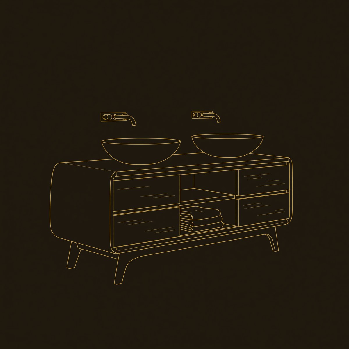 Solid Wood Bathroom Vanity With Drawers Both Sides dimension diagram