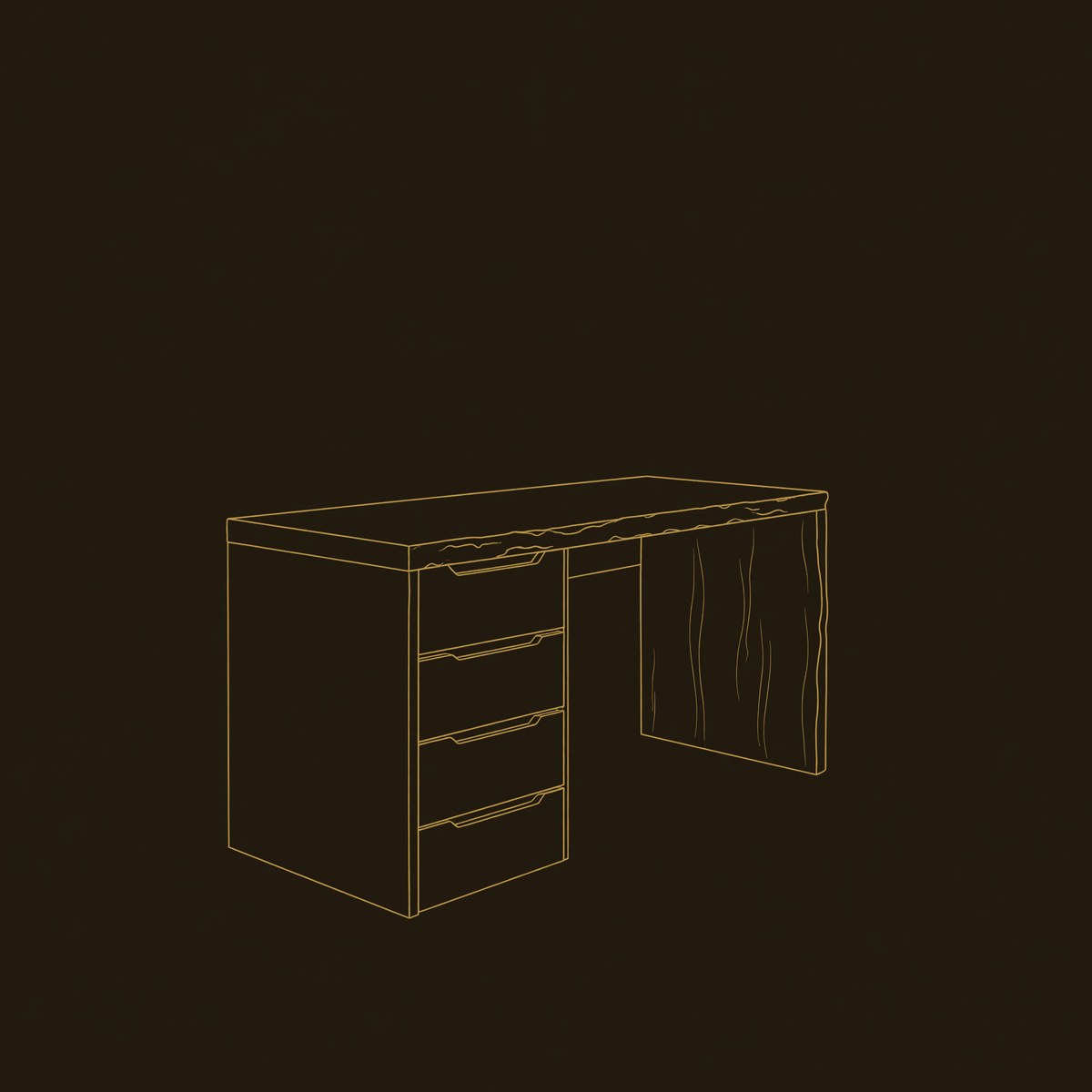 Solid Wood Desk With Cutout Drawers Minimalist Scandinavian dimension diagram