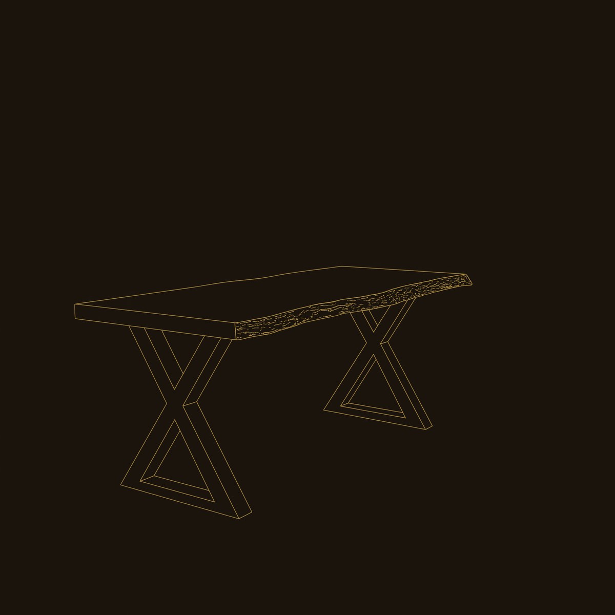 Solid Wood Desk With Metal X Legs Minimalist Work Desk dimension diagram