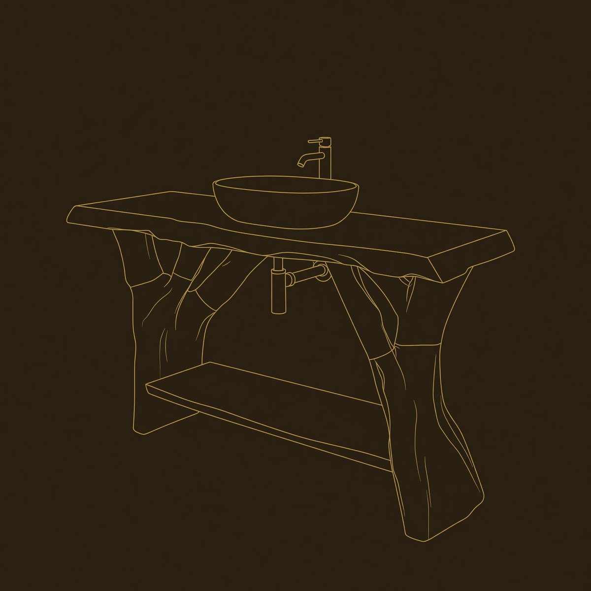 Solid Wood Live Edge Vanity Bathroom Clean Bathroom Layout dimension diagram