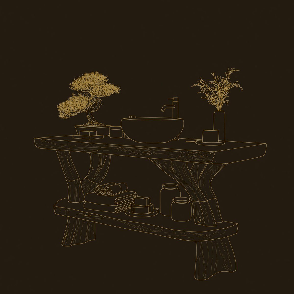 Solid Wood Live Edge Vanity Minimalist Bathroom Simple Bathroom dimension diagram