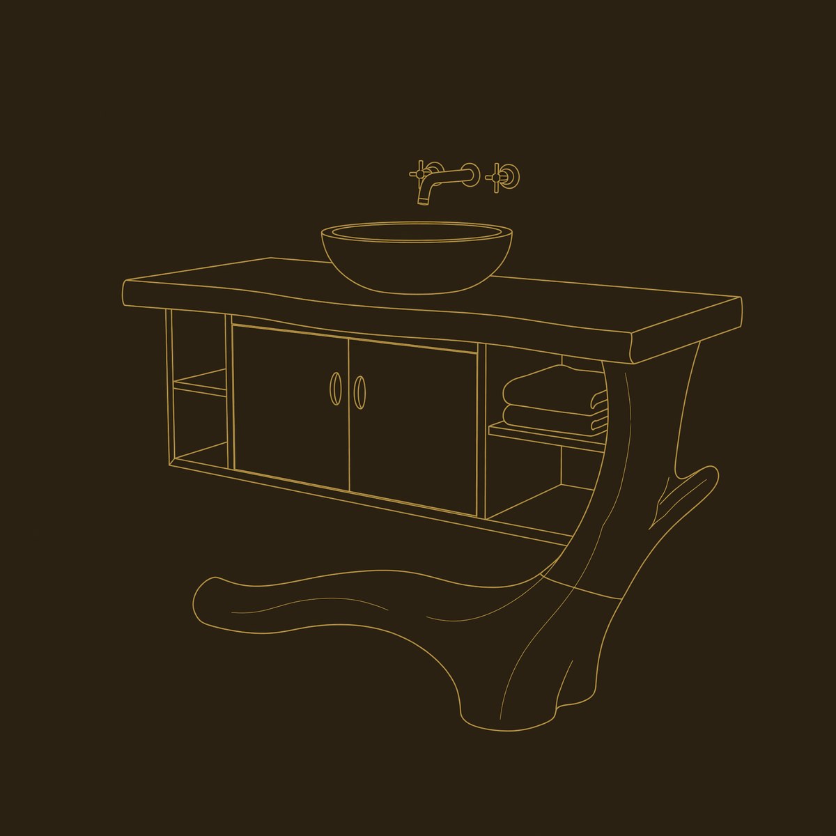 Solid Wood Live Edge Vanity Minimalist Floating With Side Shelf Apartment dimension diagram