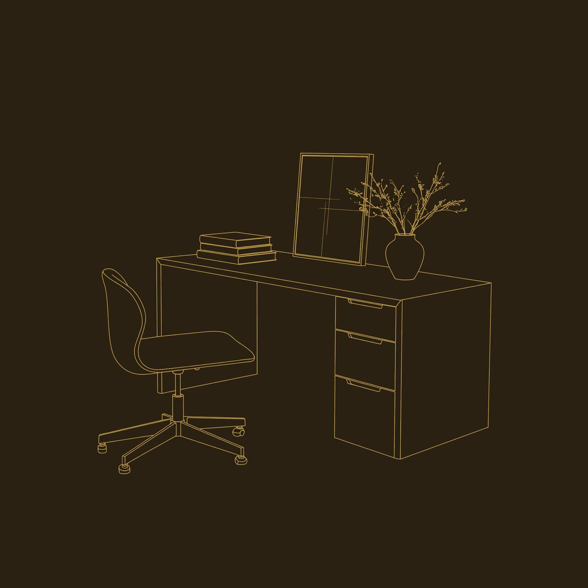 Straight-Grain Walnut Desk for a Working Home Office dimension diagram