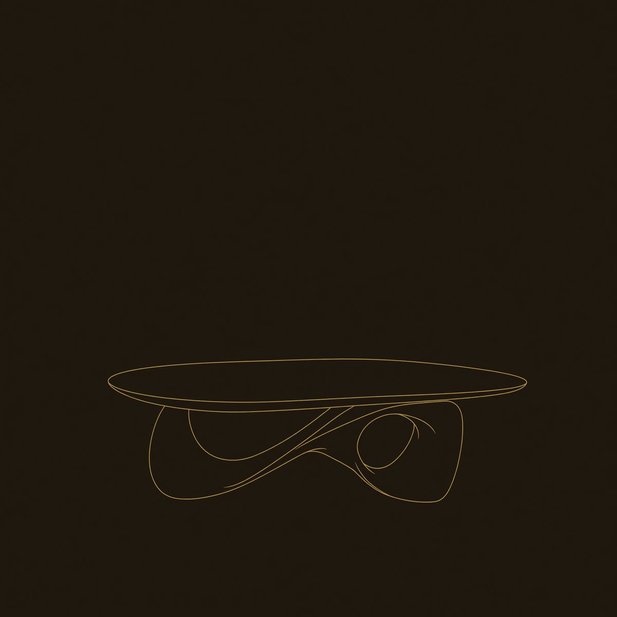 Ribbon Base Coffee Table with a Sculpted Oval Top dimension diagram