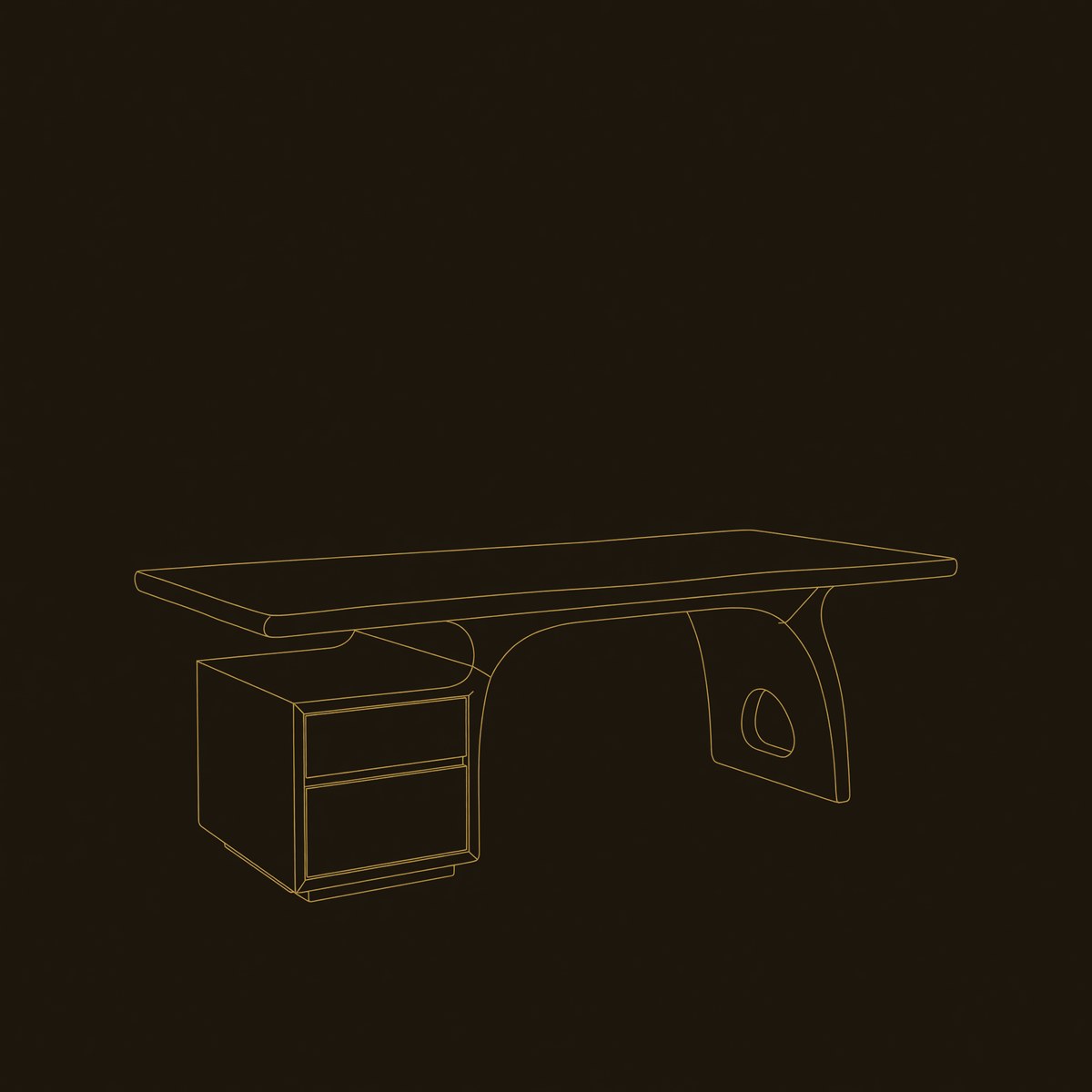 Tropical Solid Wood Work Desk with Storage Drawers dimension diagram