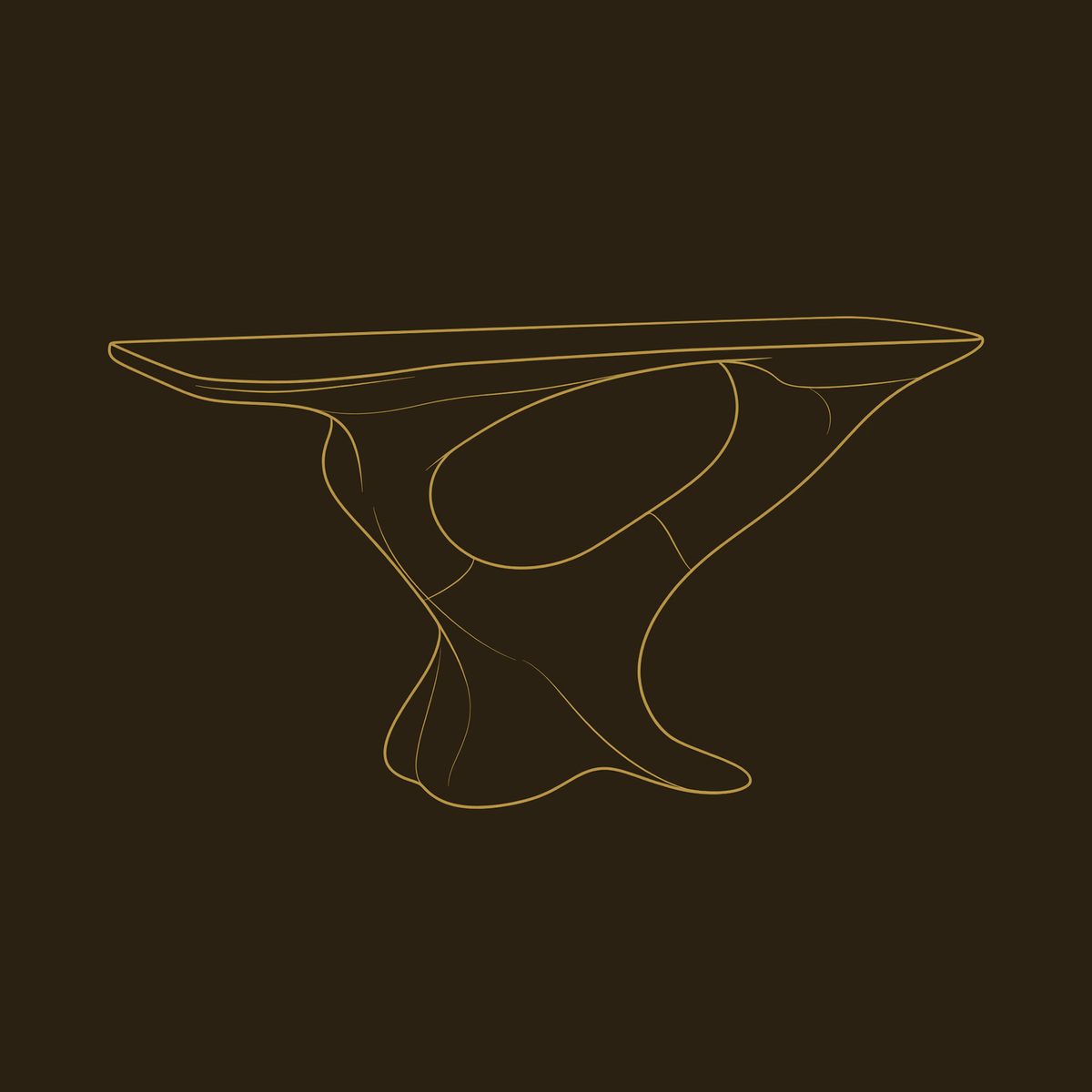 Twistform Console Table, Shaped from One Solid Block dimension diagram