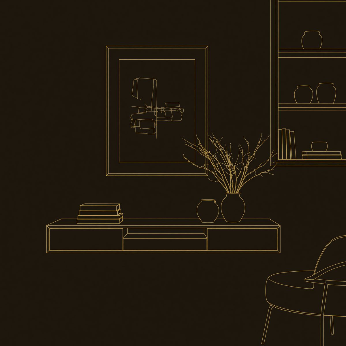 Wall-Mounted Desk with Two Flush Drawers and Center Gap dimension diagram