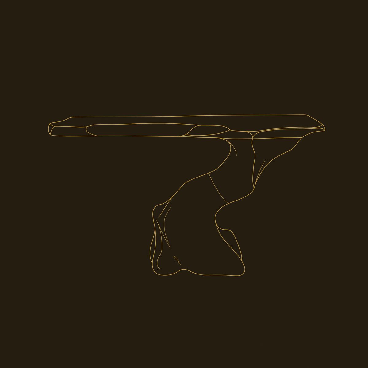 Wave-Carved Console Table with a Live Edge Top dimension diagram