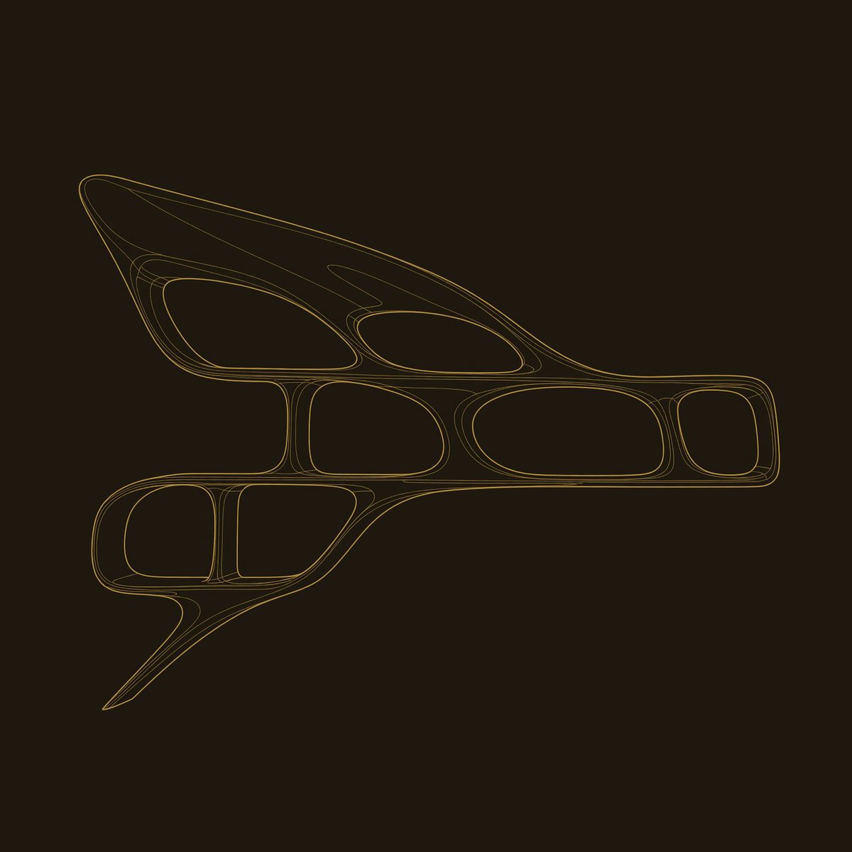 Wingform Wall Bookshelf, Carved from Solid Walnut dimension diagram