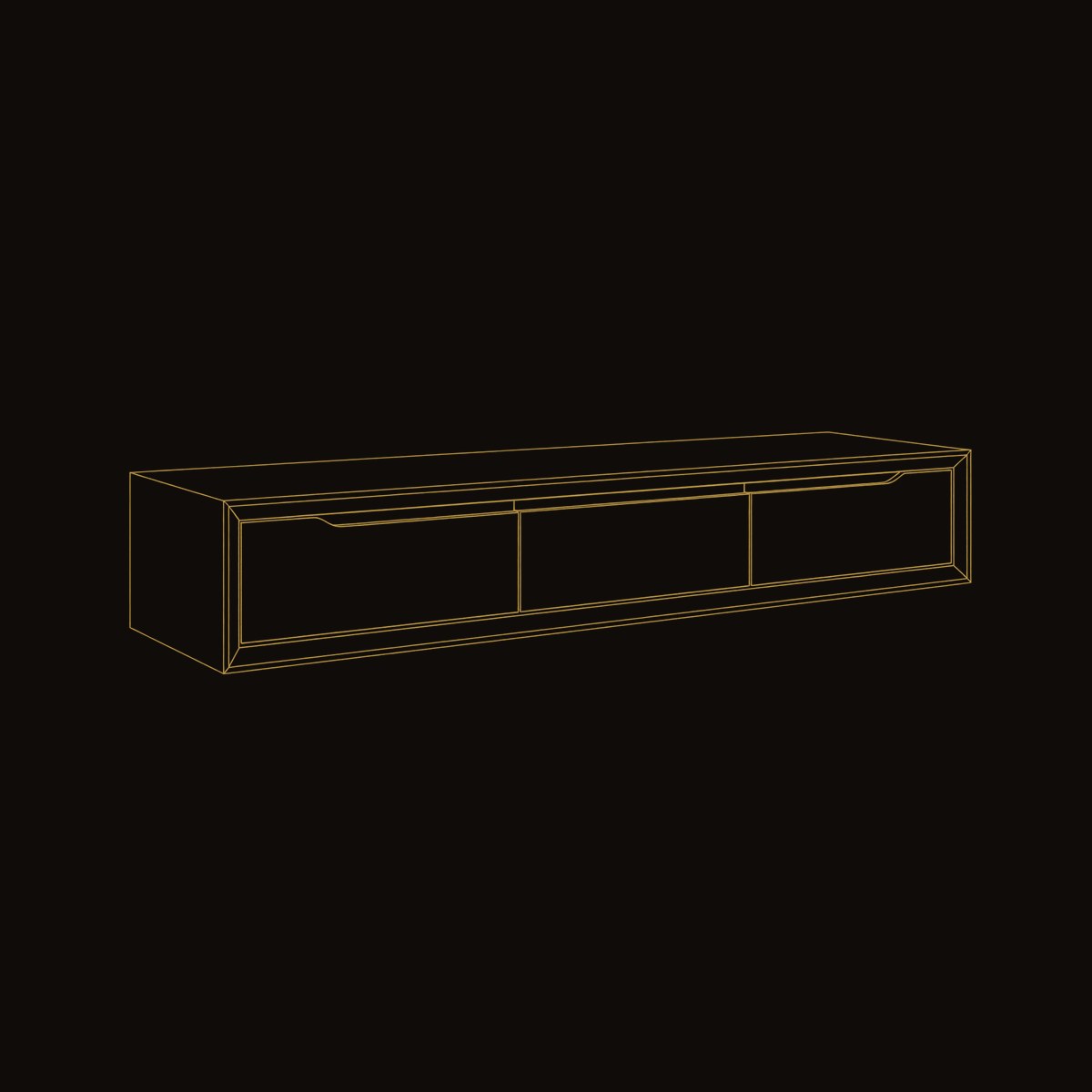 Wooden Floating Tv Stand With Side Branch Shaped Storage For Living dimension diagram