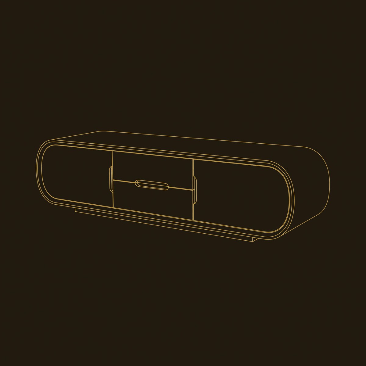 Wall-Mounted Floating Console With Tall Display Shelf dimension diagram