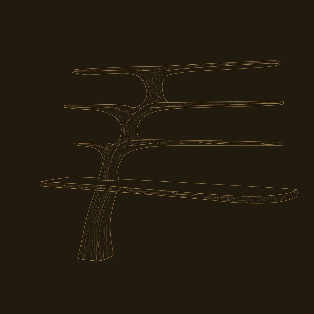 Wooden Wall Mounted Desk With Multi Shelves For Study Room dimension diagram
