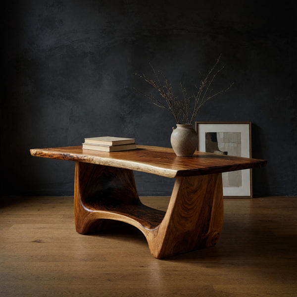 Live Edge Coffee Table in Honey Grain for a Living Room
