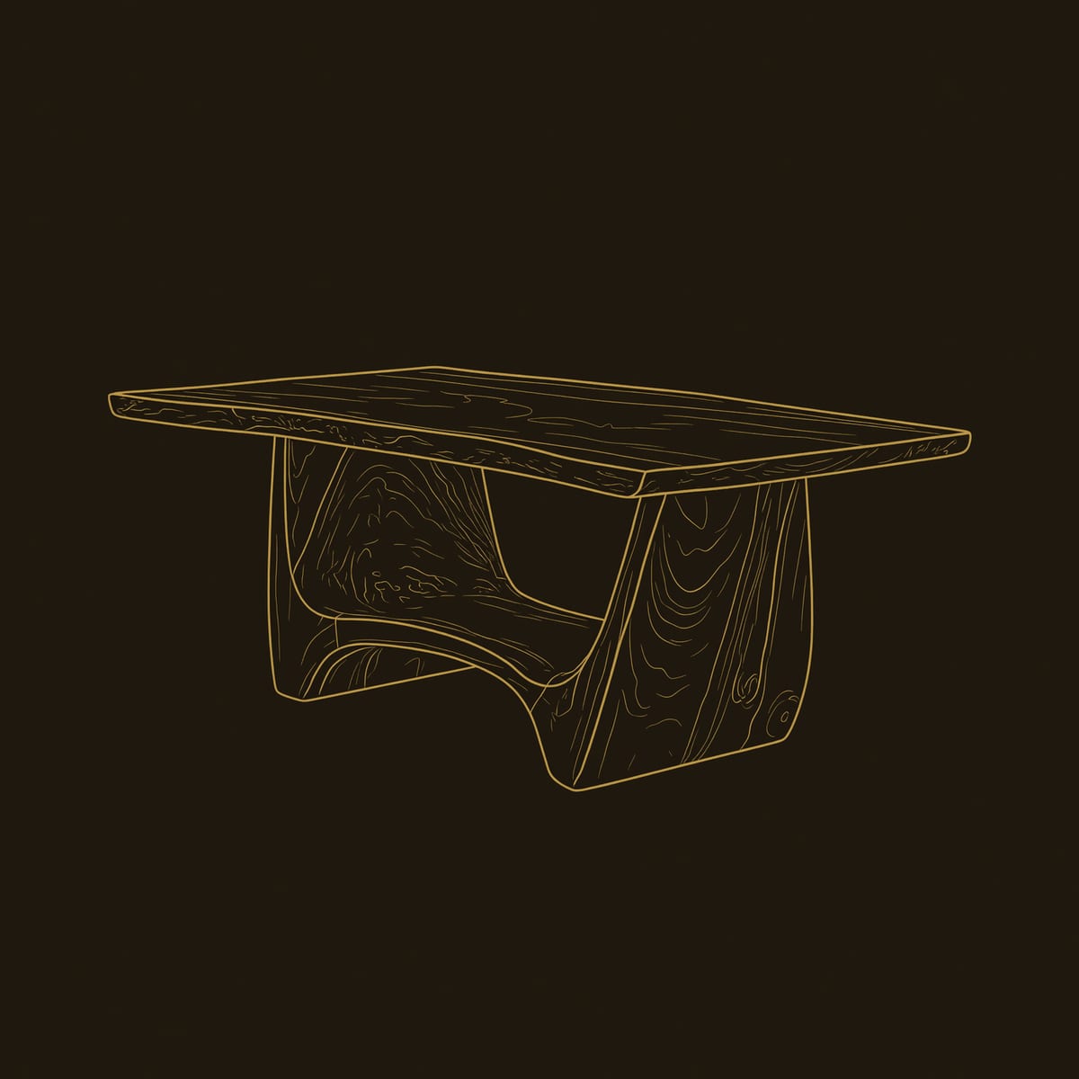 Live Edge Coffee Table in Honey Grain for a Living Room dimension diagram