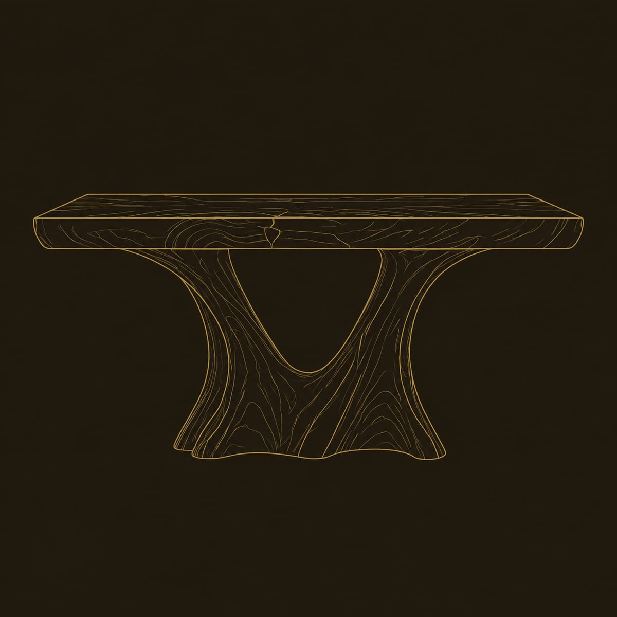 Live Edge Dining Table on Twin Trunk Pedestals dimension diagram