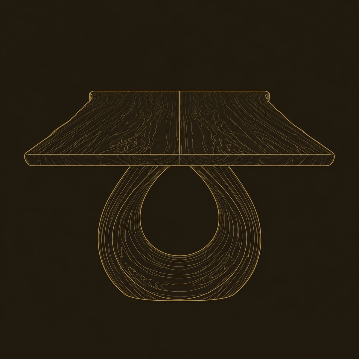 Live Edge Dining Table With A Large Open Ring Pedestal Base dimension diagram