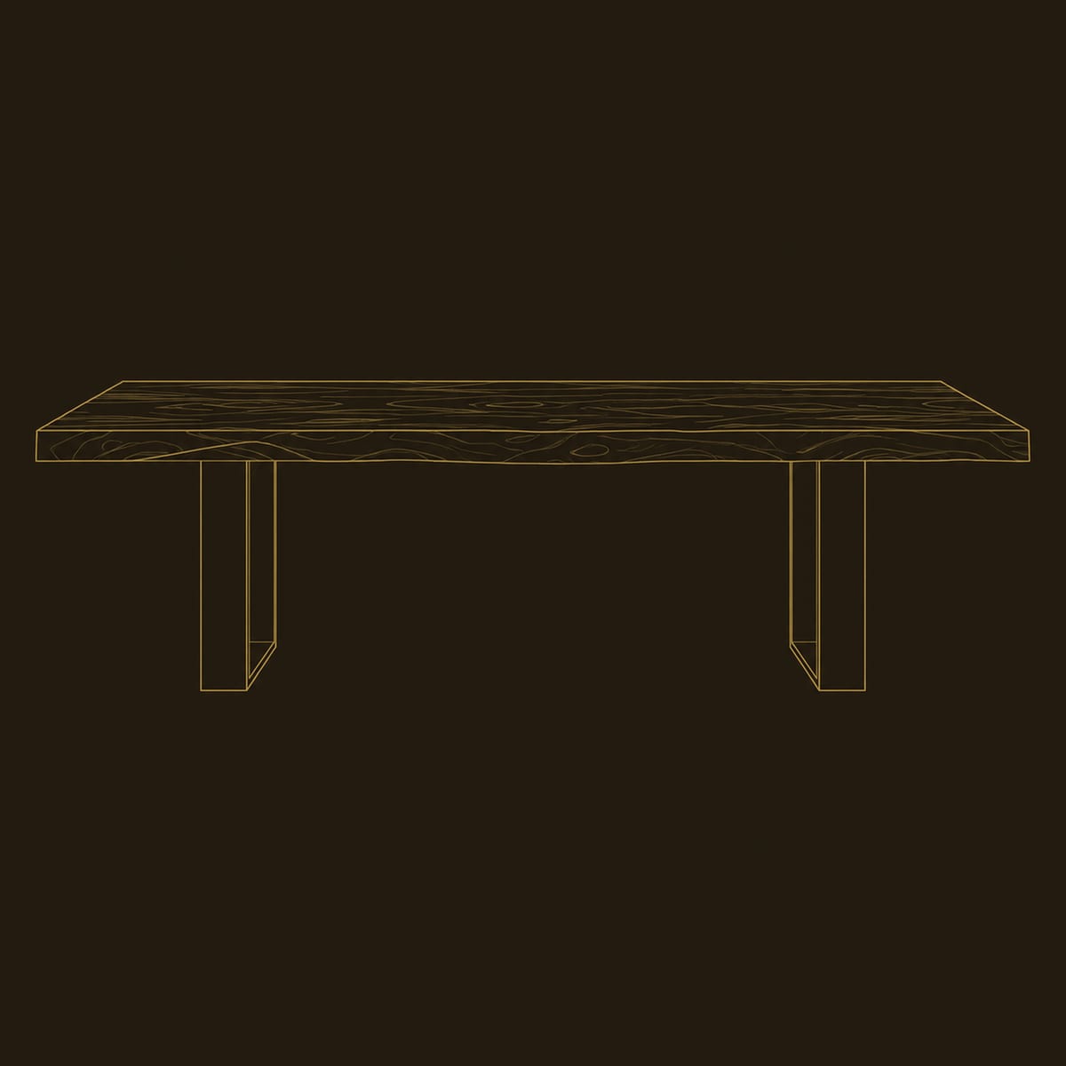 Live Edge Dining Table With Open Block Legs And Slab Top dimension diagram