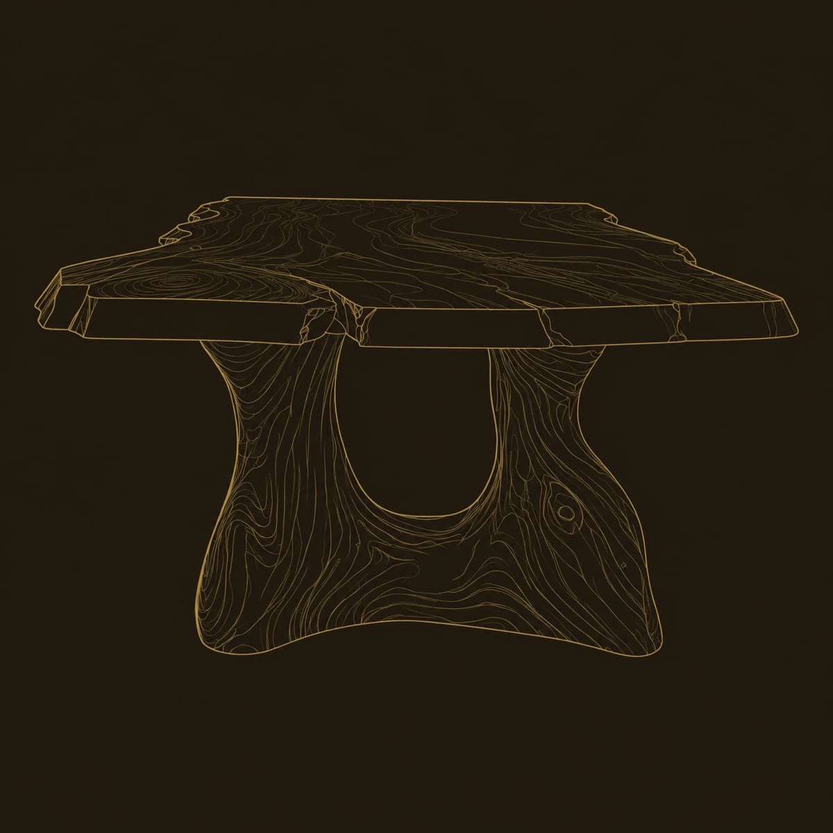 Live Edge Dining Table With Sculpted Root Style Base dimension diagram