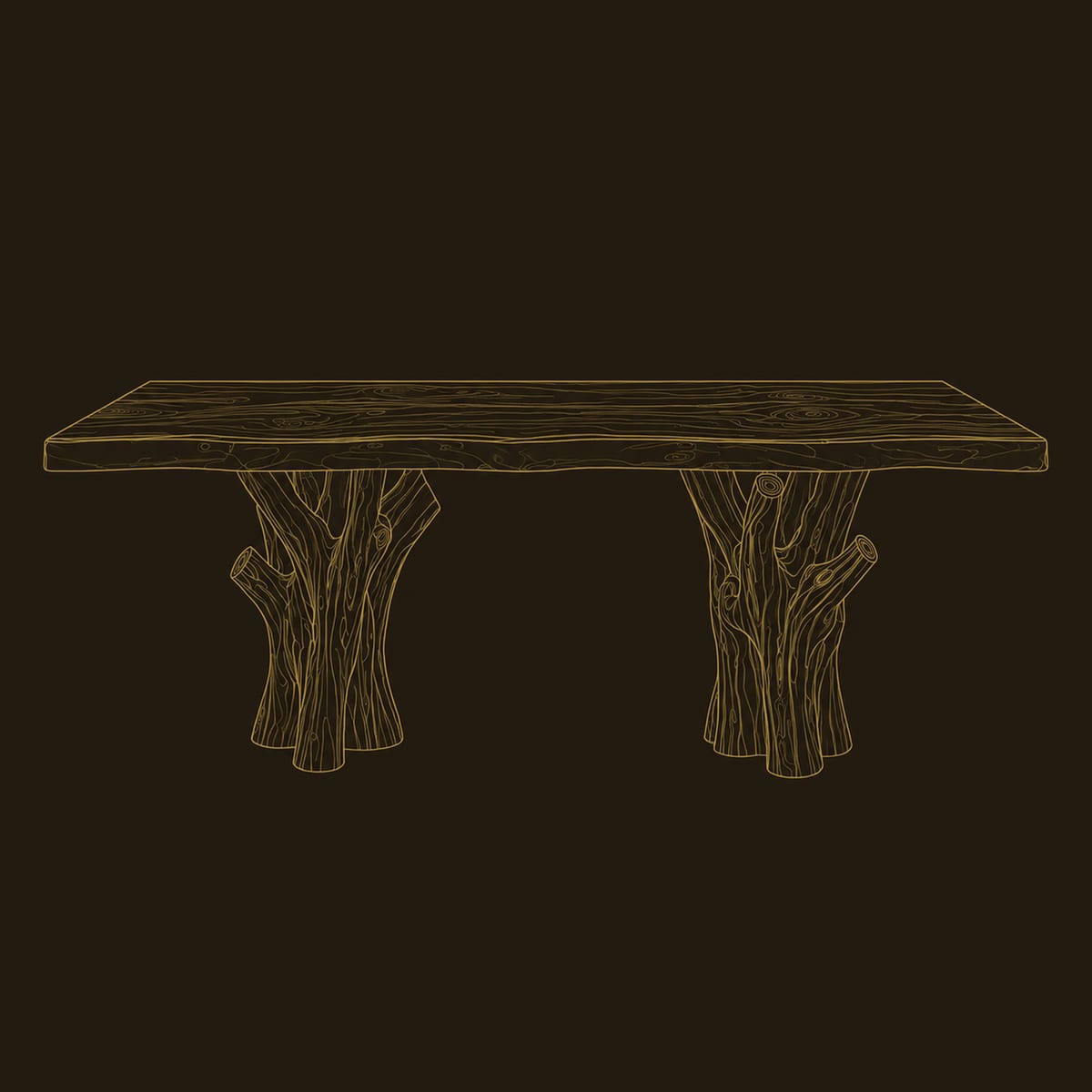 Live Edge Dining Table With Twin Tree Trunk Pedestals dimension diagram