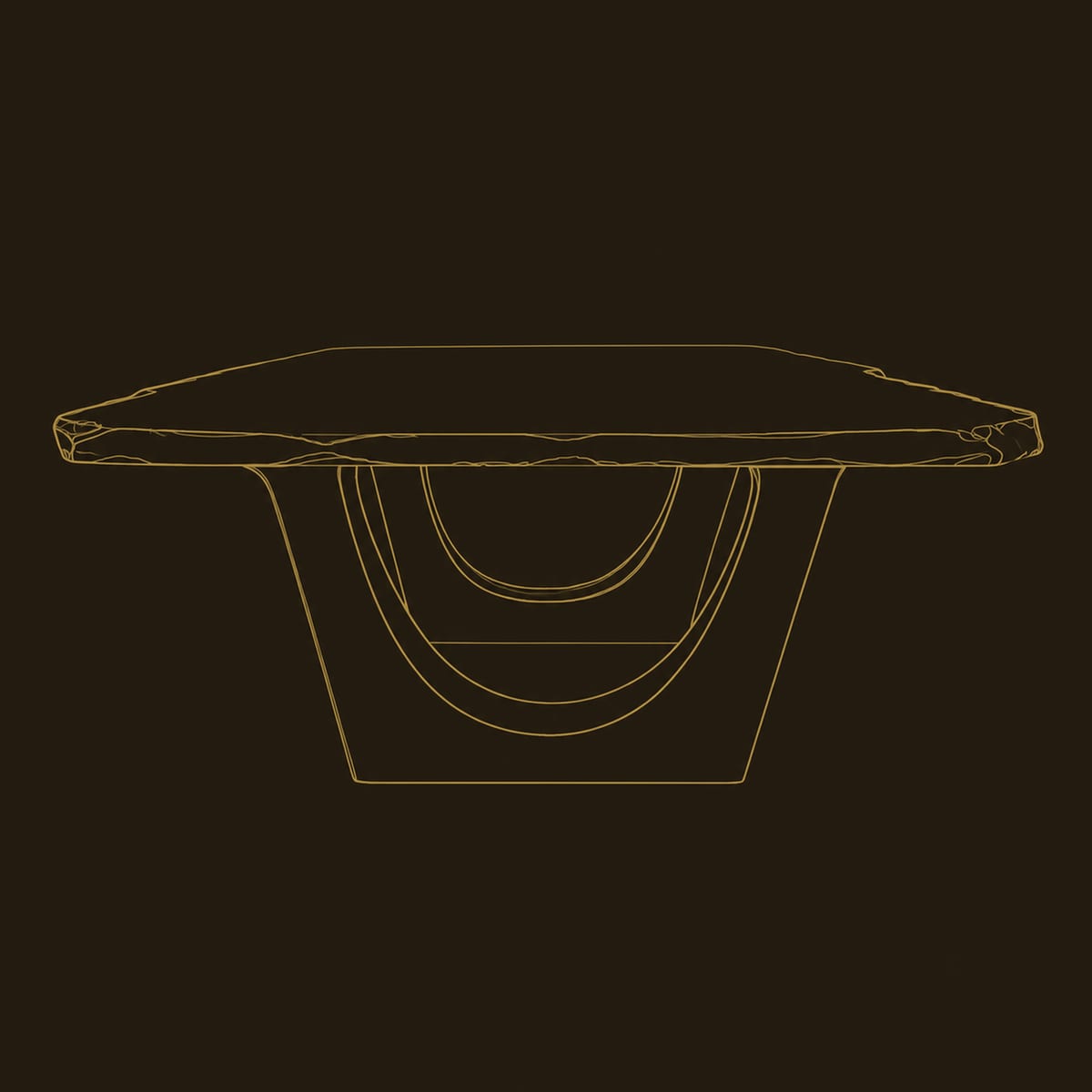 Live Edge Dining Table With Two Arched Pedestal Legs dimension diagram