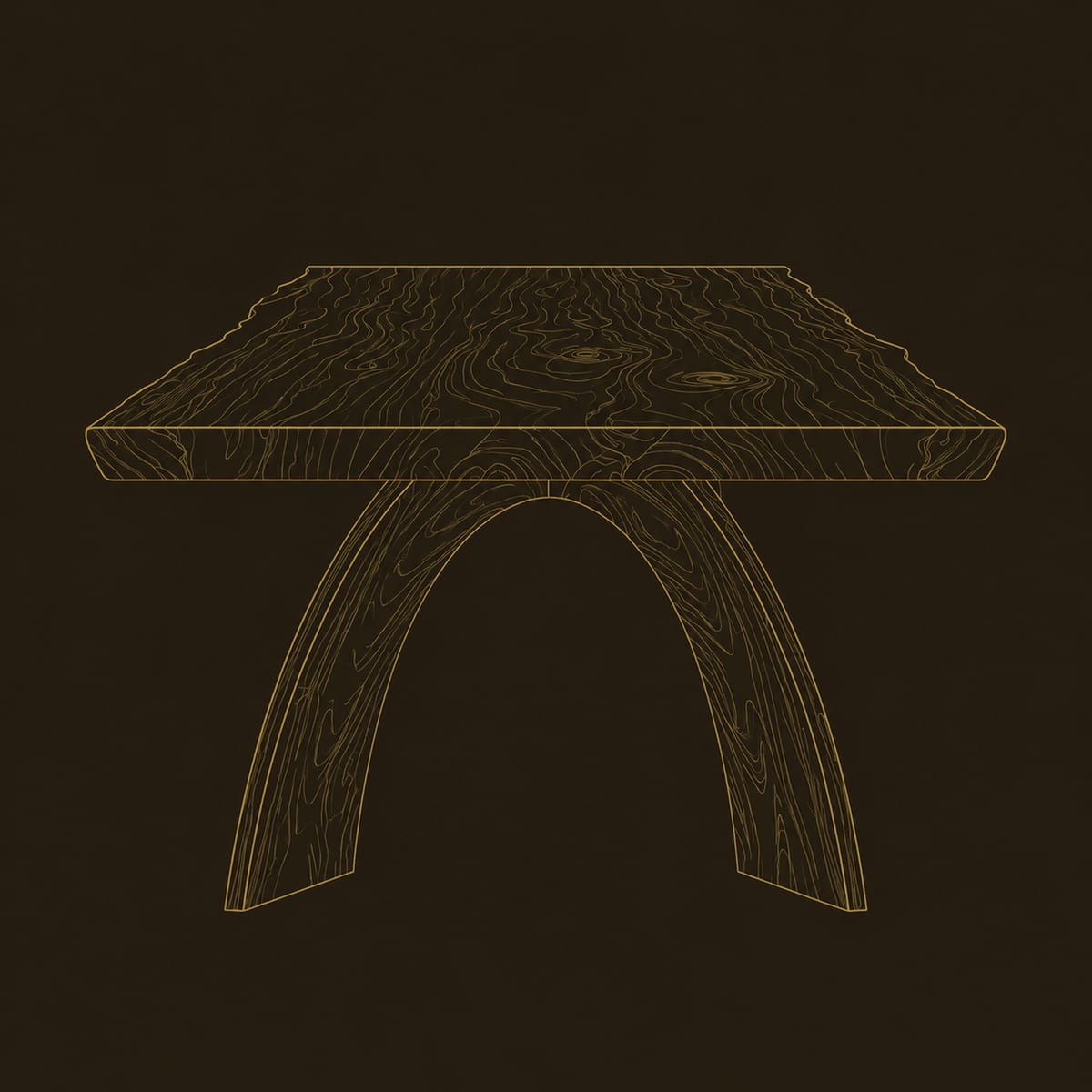 Live Edge Dining Table With Two Wide Arched Legs dimension diagram